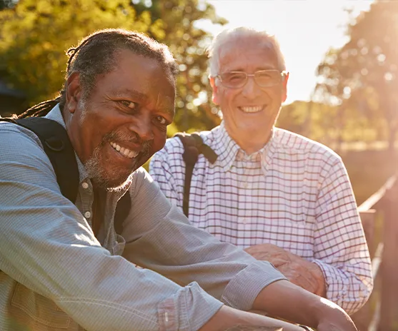 portrait of senior friends outdoors annuities for retirement