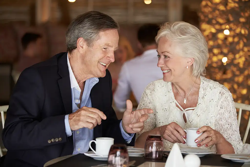 retirees at a restaurant from educational seminars